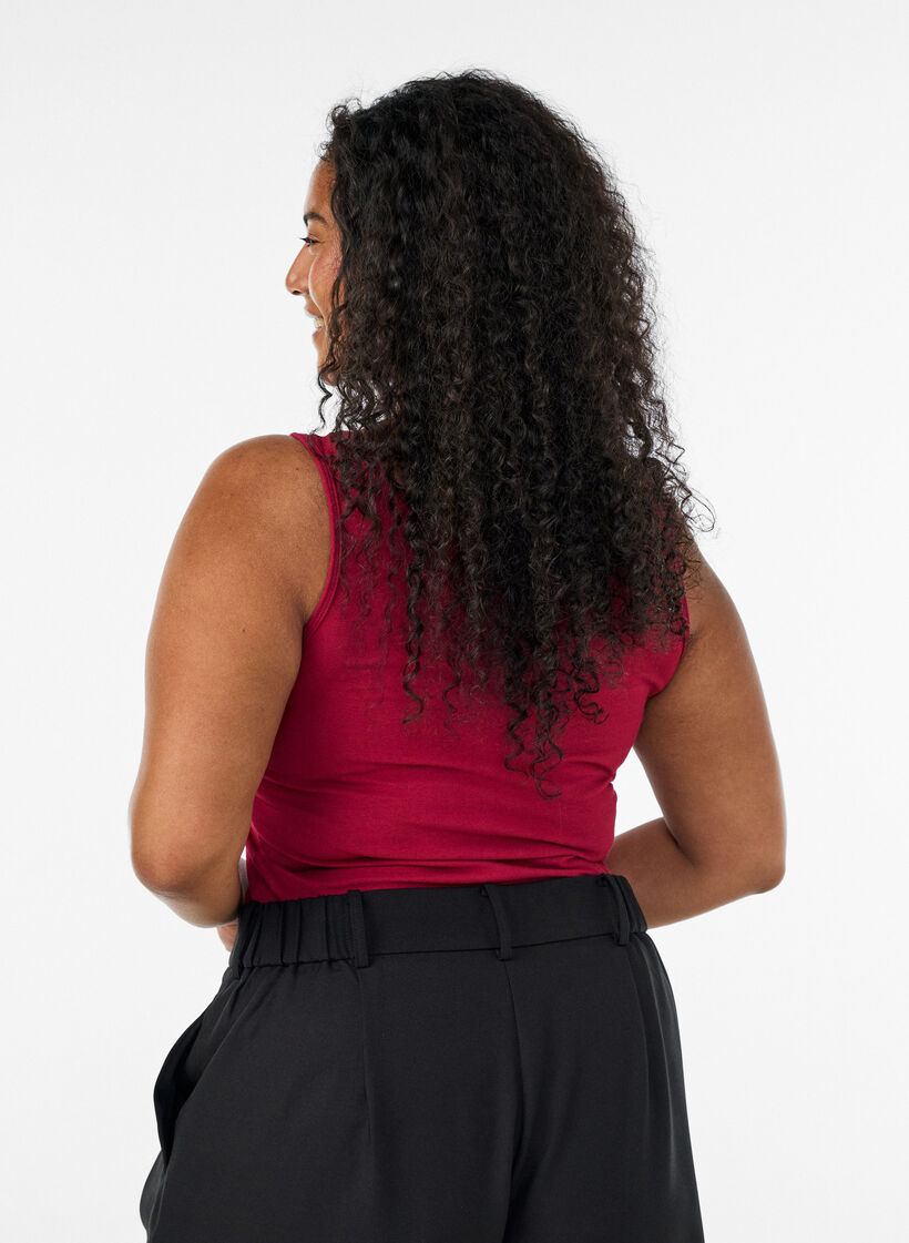 Haut Basic uni en coton, Bordeaux, Model image number 2