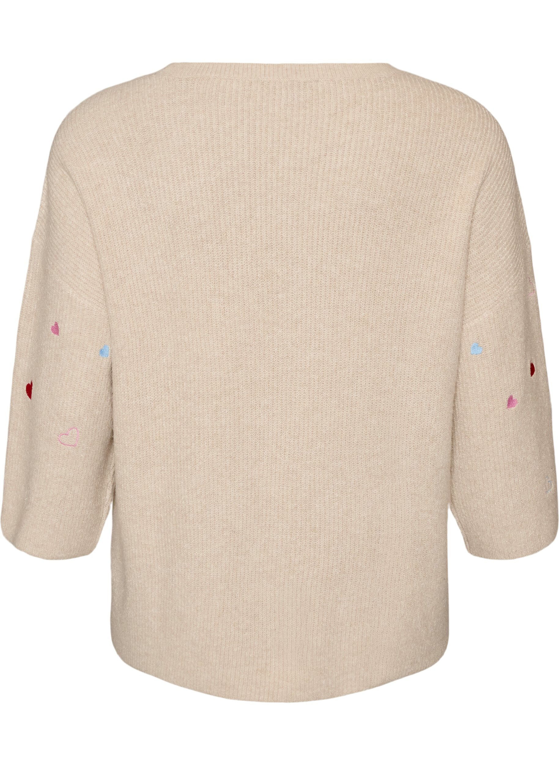 ZizziChemisier en jersey avec des c&oelig;urs et manches 3/4, Beige, Packshot image number 1