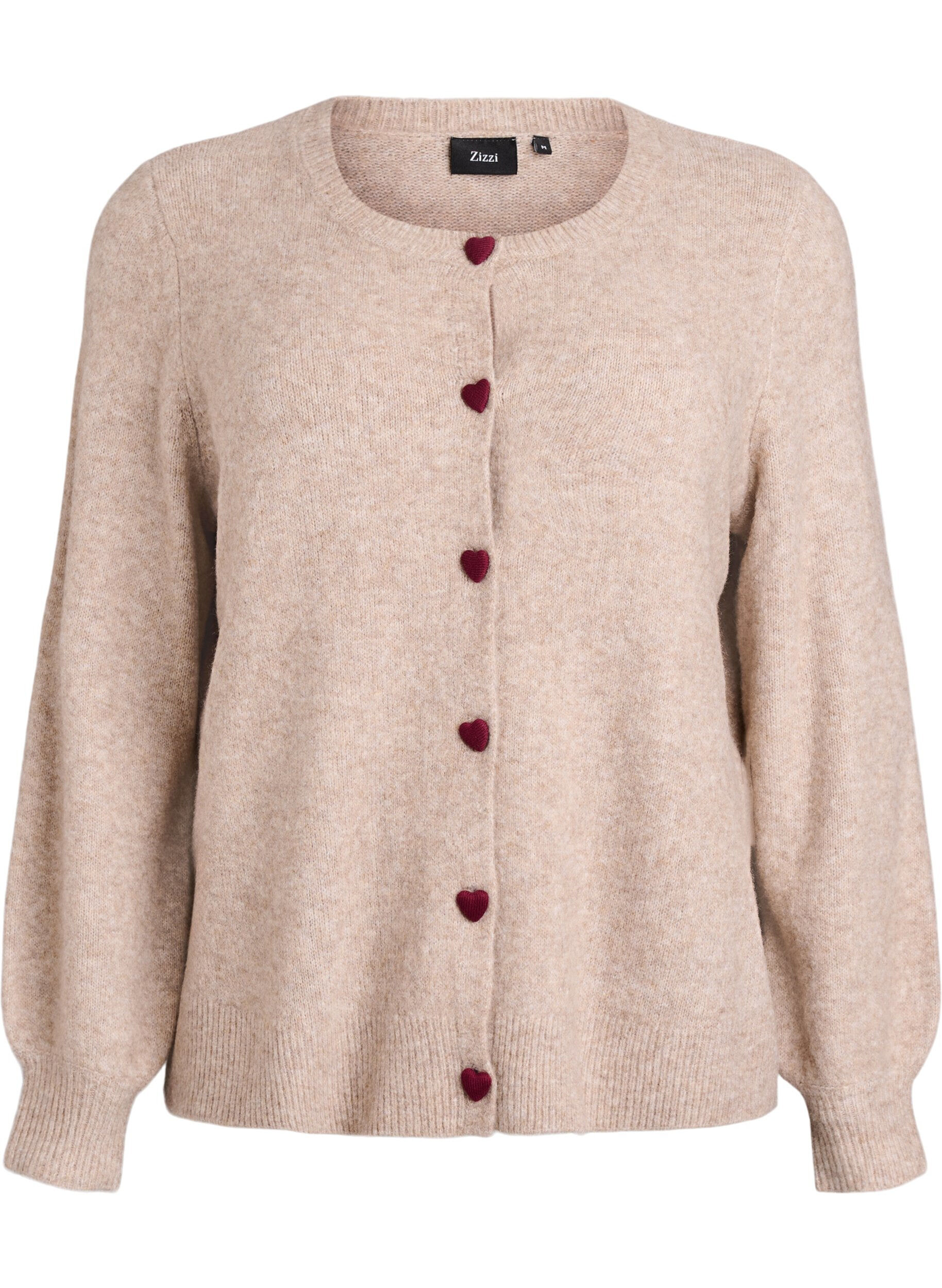 Zizzi Cardigan avec boutons en forme de c&oelig;ur, Beige, Packshot image number 0