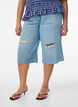 Jean cropped &agrave; effet us&eacute; et bords bruts, Bleu Clair, Model image number 2