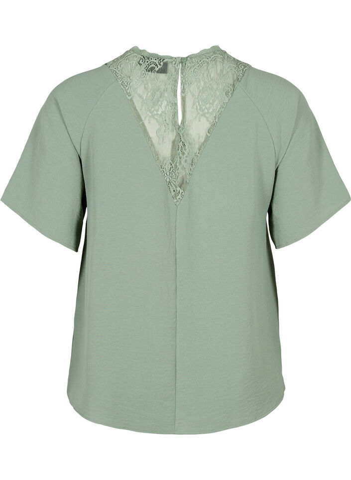 Blouse à manches courtes avec dentelle , Lily Pad, Packshot image number 1