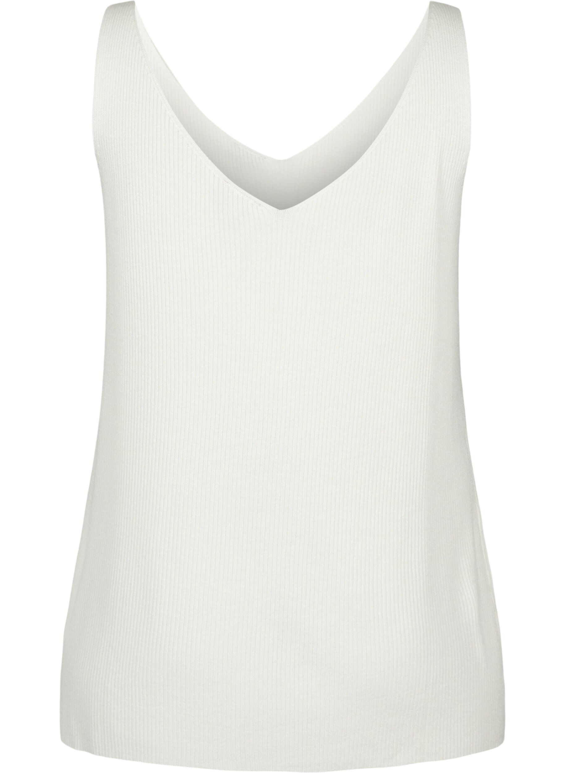 Zizzi Top en maille avec encolure en V, Cloud Dancer, Packshot image number 1