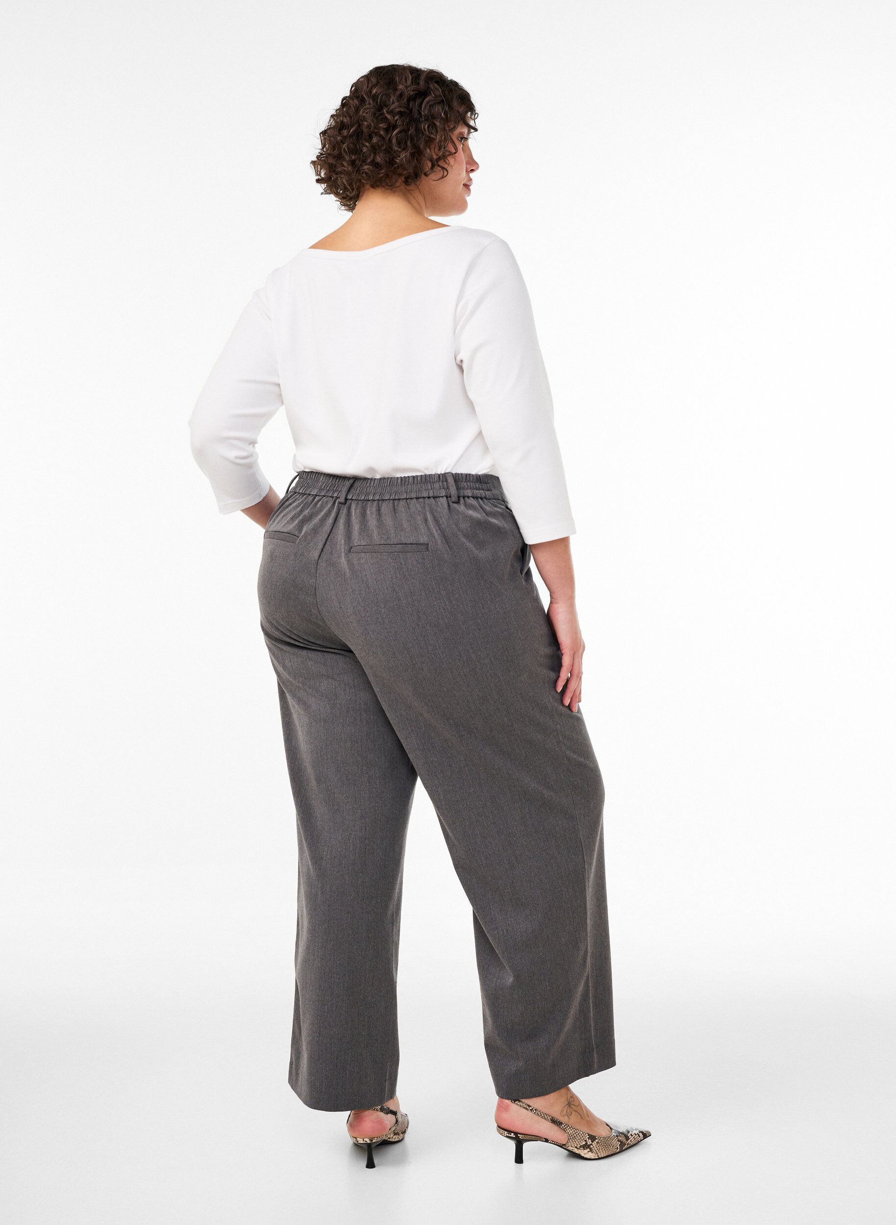 ZizziPantalon de costume taille haute coupe droite, Gris anthracite, Model image number 1
