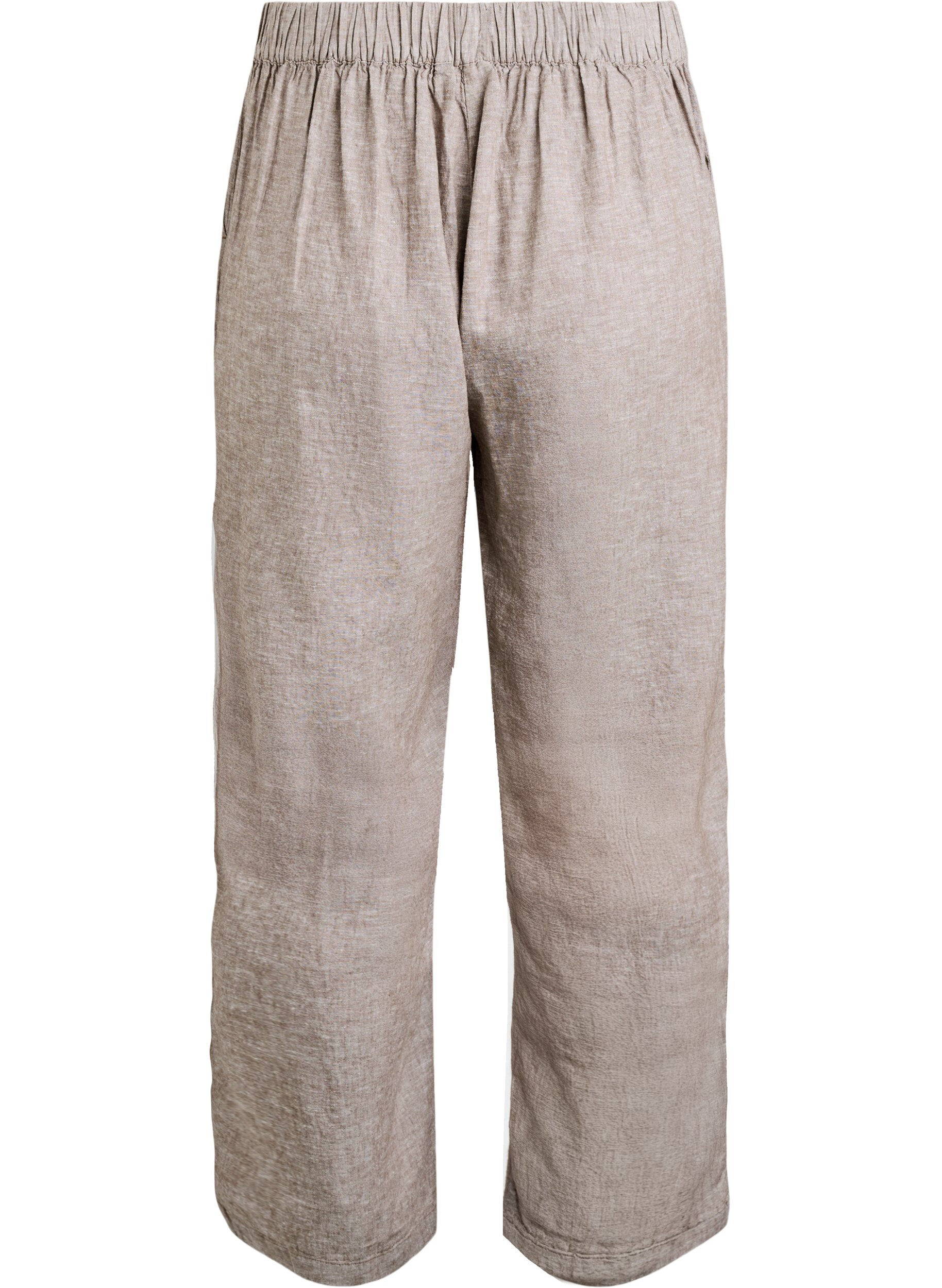 Zizzi Pantalon ample en lin et viscose, Marron, Packshot image number 1