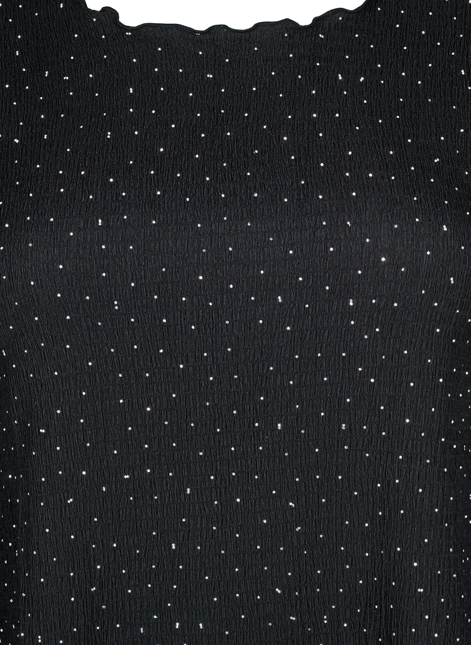 Zizzi Chemisier &agrave; manches longues avec strass, Noir, Packshot image number 2