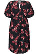 Robe midi &agrave; imprim&eacute; roses et manches courtes bouffantes, Noir, Packshot image number 1