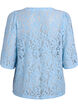 Blouse en dentelle &agrave; manches courtes et col V, Bleu, Packshot image number 1