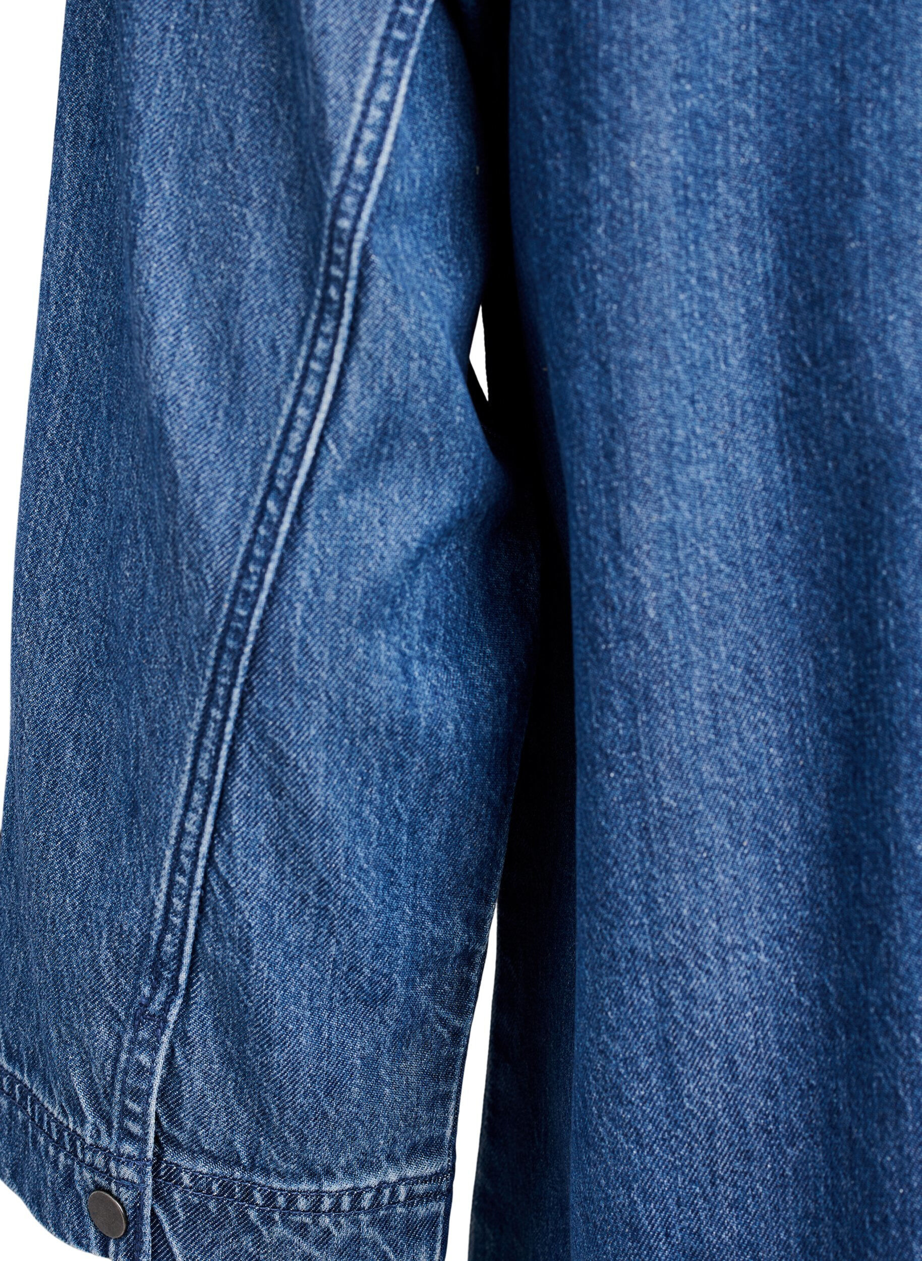 Zizzi Chemise en denim ample avec manches 3/4, Bleu, Packshot image number 3