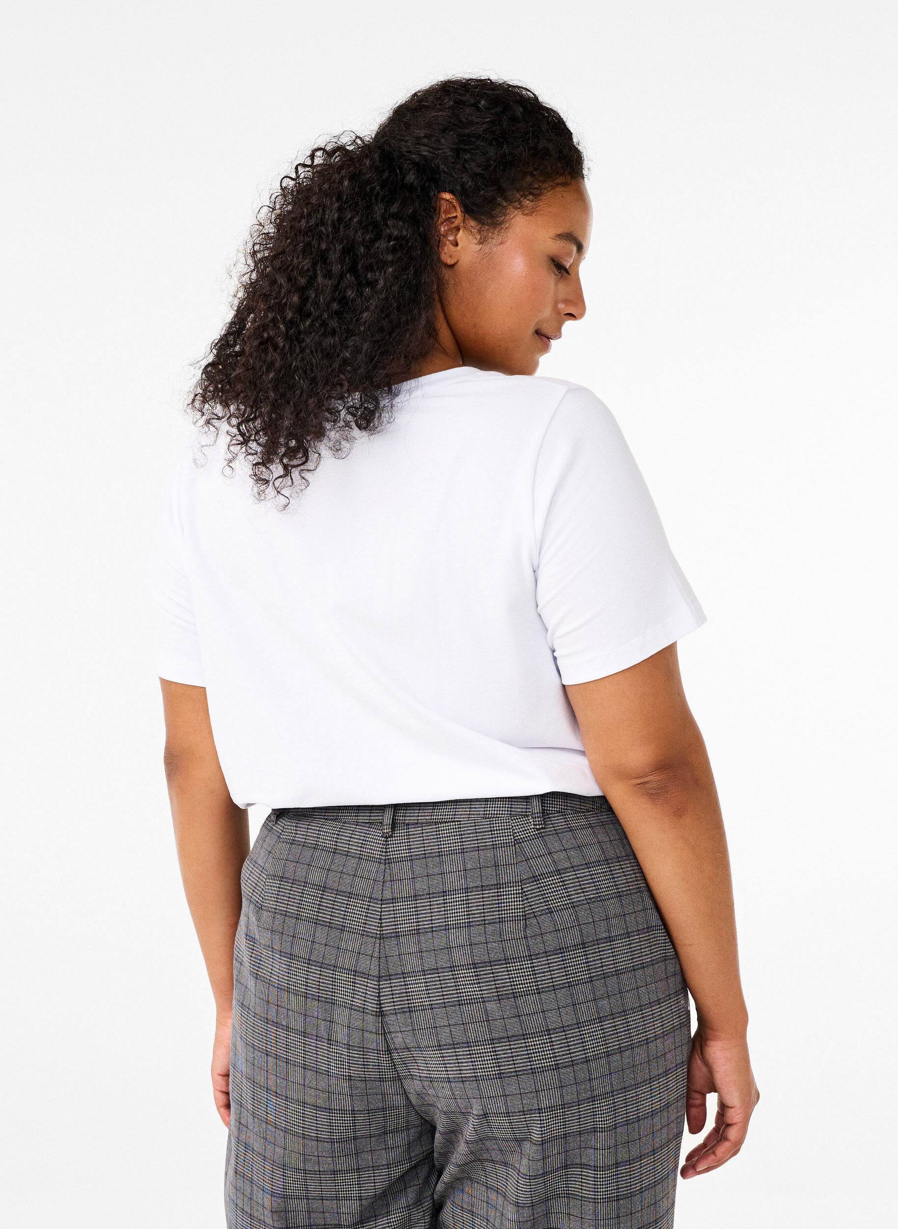 Zizzi T-shirt en coton uni basique, Blanc, Model image number 2