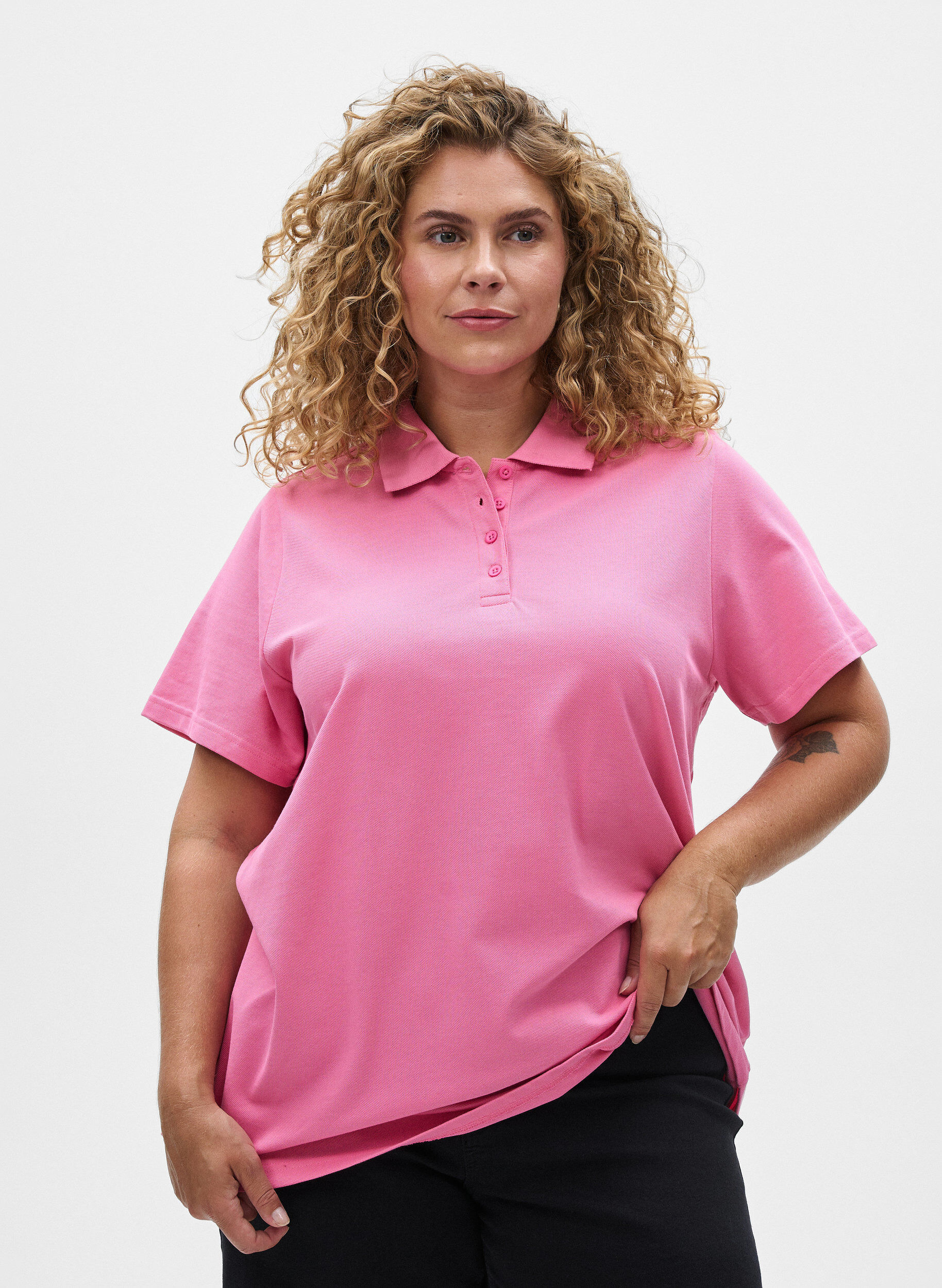 Zizzi Polo &agrave; manches courtes, Rose, Model image number 0