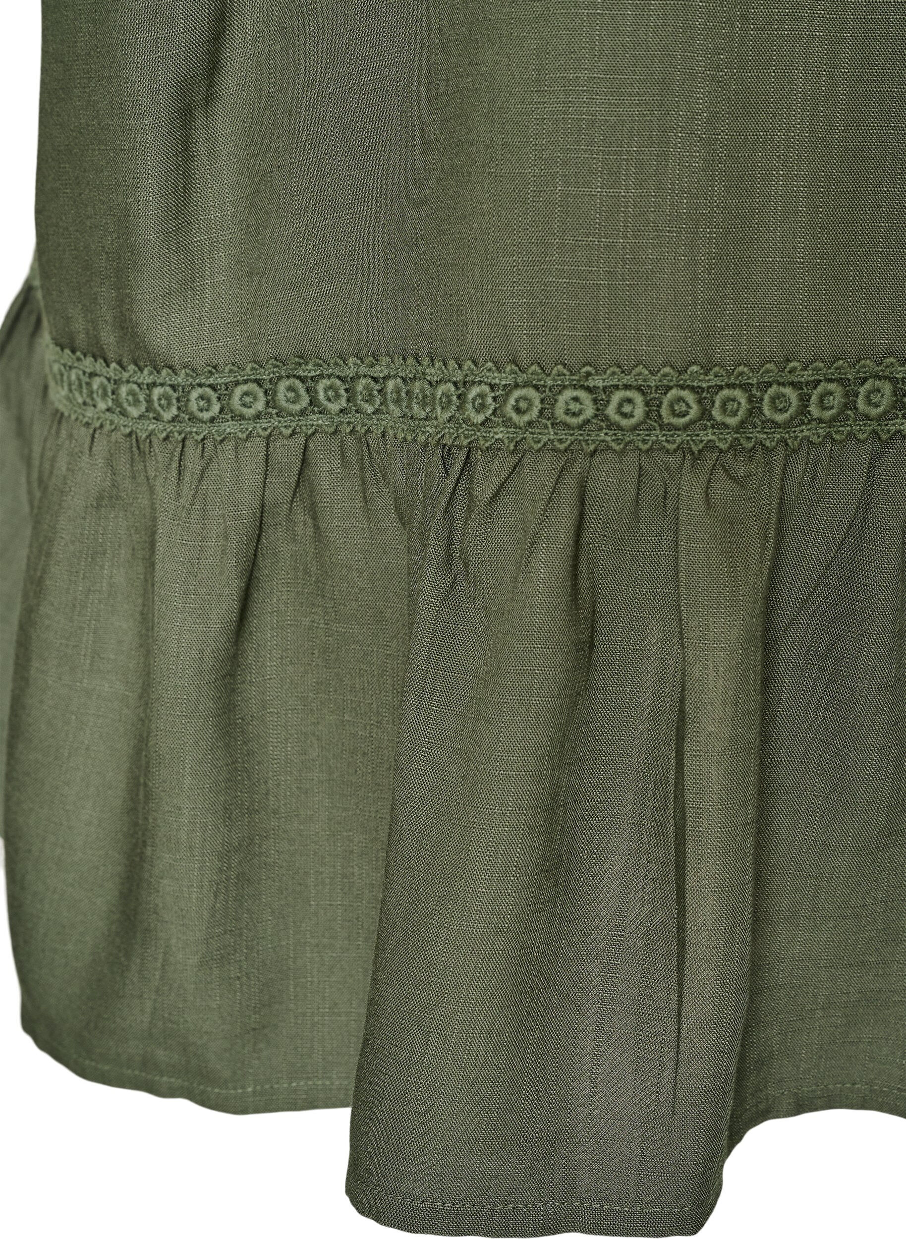 ZizziTunique en viscose avec boutons et ourlet &agrave; volants, Vert, Packshot image number 3