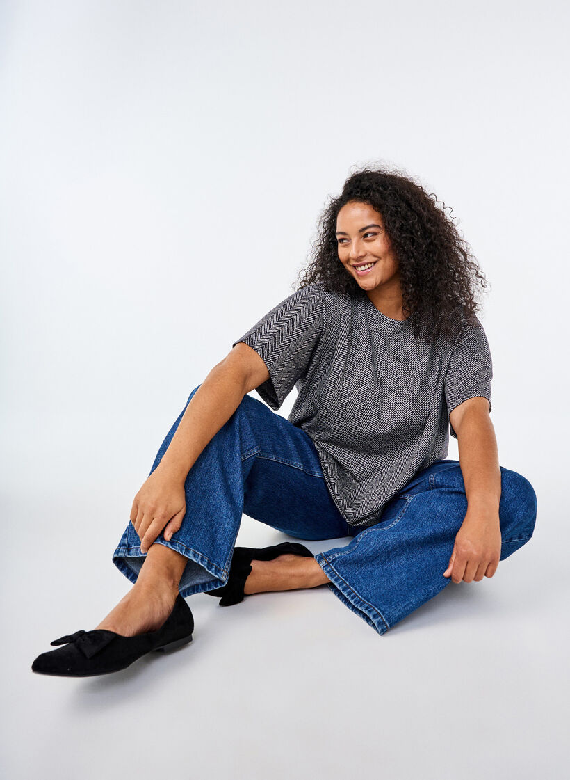 Chemisier surdimensionné avec motif, Bleu, Image image number 0