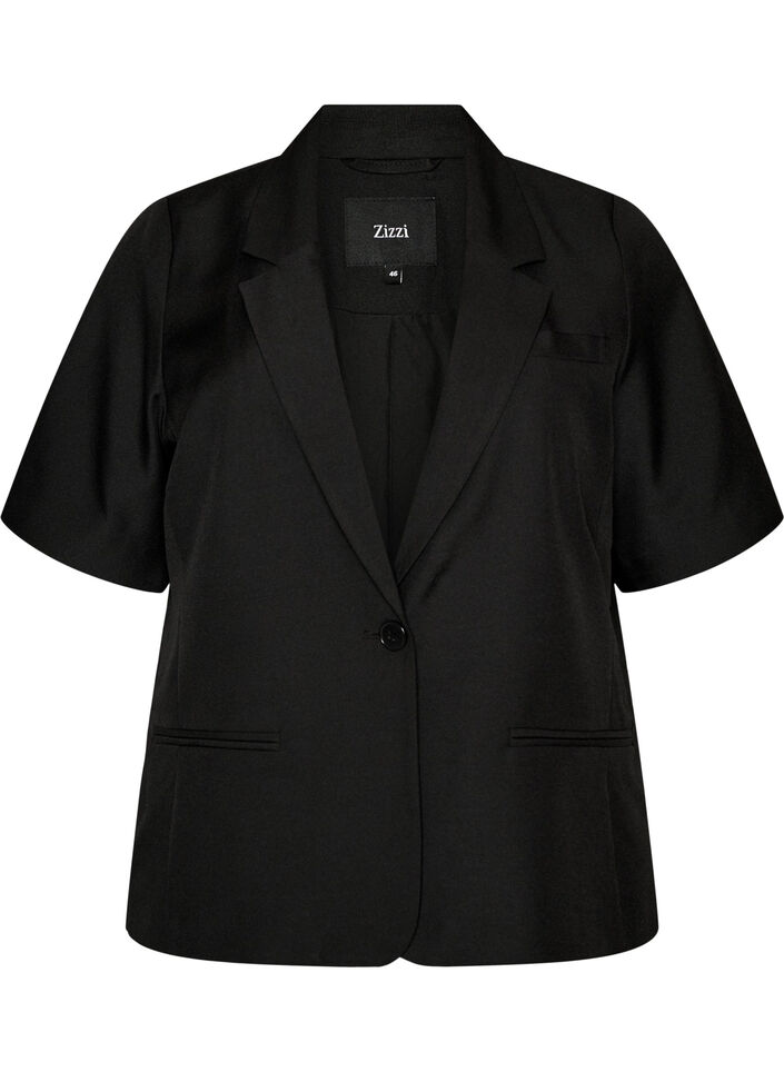 Blazer avec manches courtes et revers, Noir, Packshot image number 0