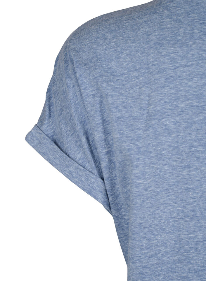 T-shirt m&eacute;lang&eacute; &agrave; manches courtes, Bleu, Packshot image number 3