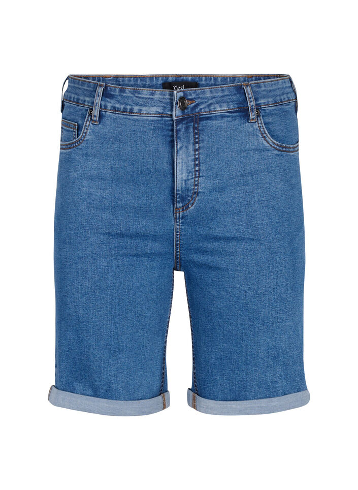  Shorts en jean moulants &agrave; taille haute, Blue Denim, Packshot image number 0