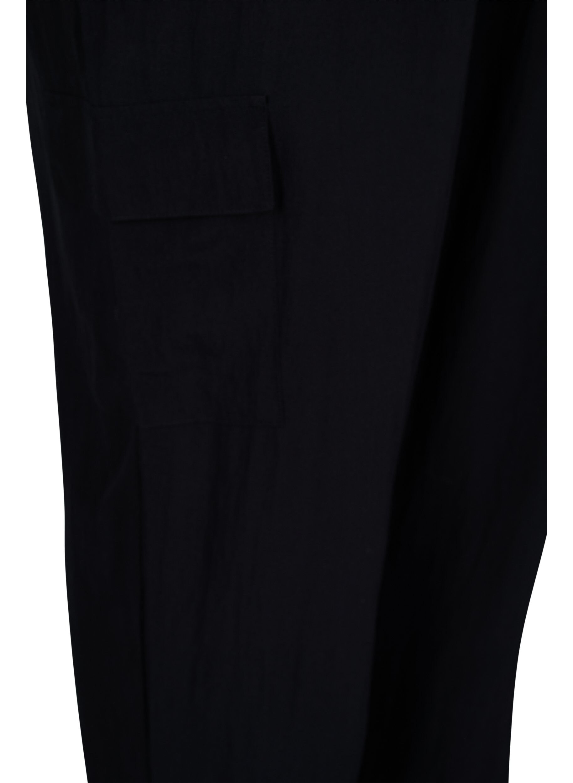 Zizzi Pantalon ample en viscose avec grandes poches, Black, Packshot image number 3