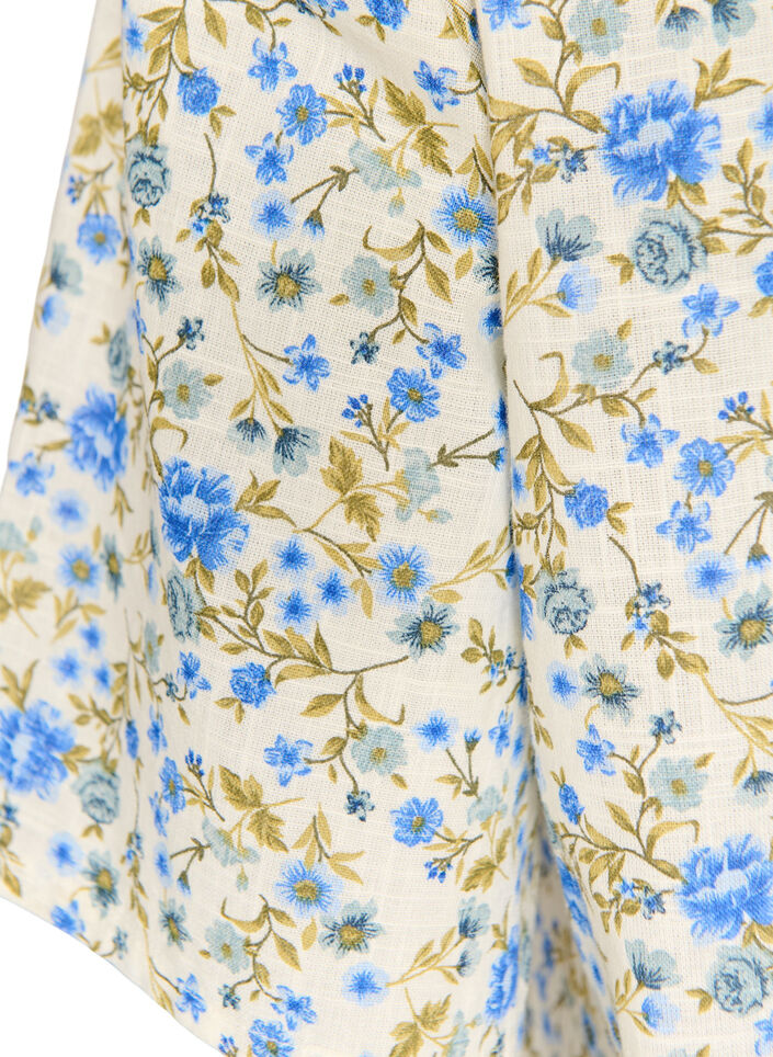 Chemise en coton &agrave; manches courtes avec col V, Bleu, Packshot