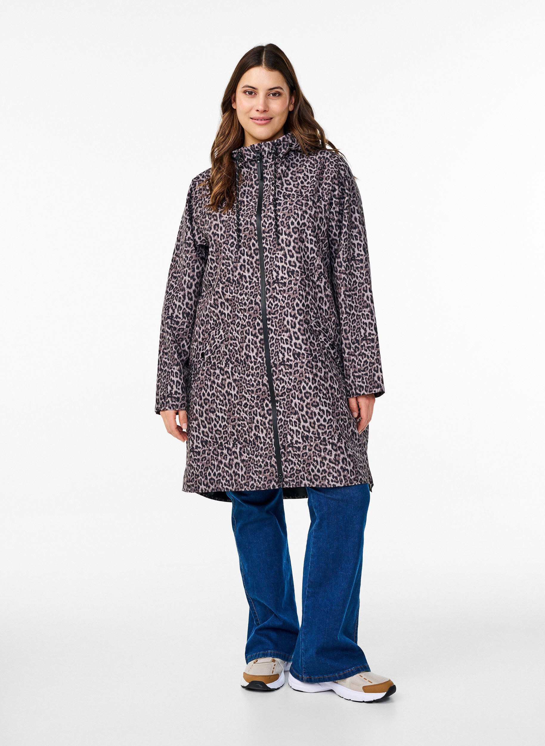 ZizziVeste de pluie avec poches et capuche, Marron, Model image number 1