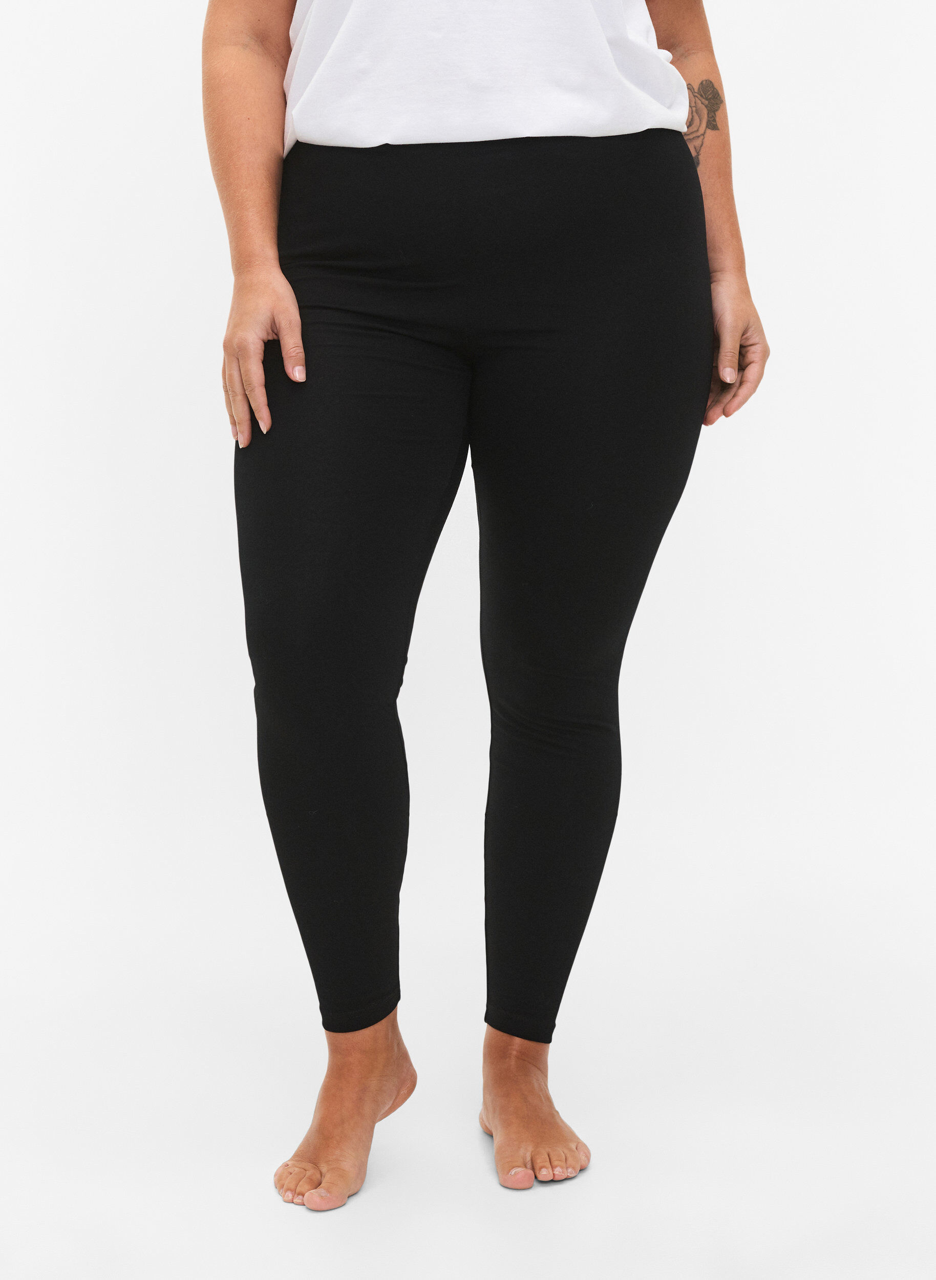 2-pack leggings en coton, Noir, Model