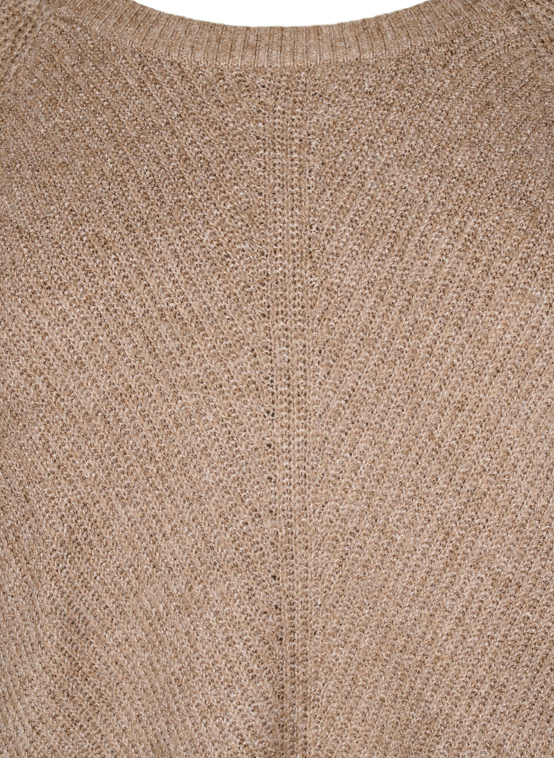 Zizzi Chemisier en maille avec col rond, Fossil Mel., Packshot image number 2