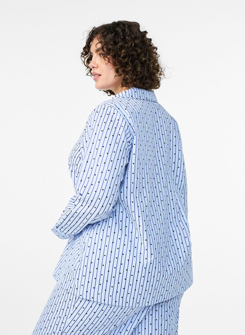 Chemise de pyjama en seersucker &agrave; manches longues, Bleu Clair, Model image number 2