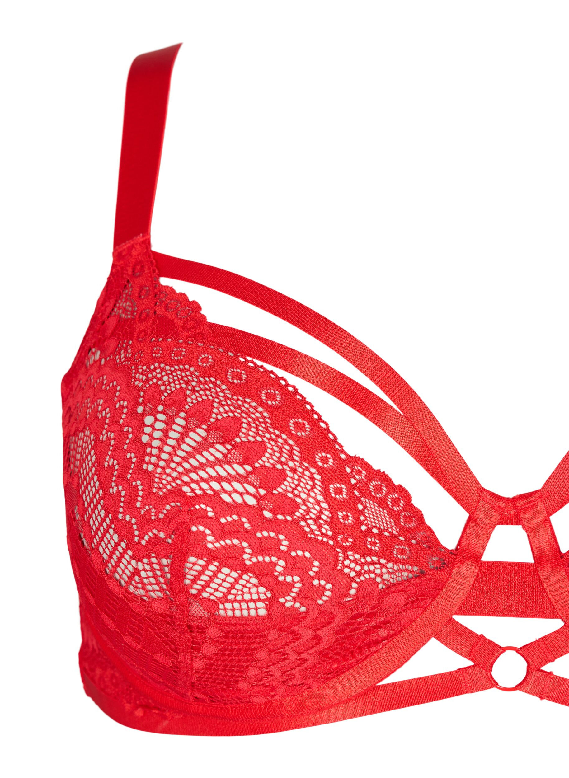 Zizzi Soutien-gorge en dentelle avec cordons et armature, Salsa, Packshot image number 2