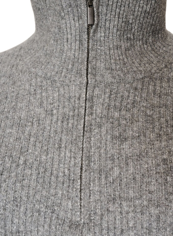 Gilet en maille avec col montant et zip court, Gris, Packshot image number 2
