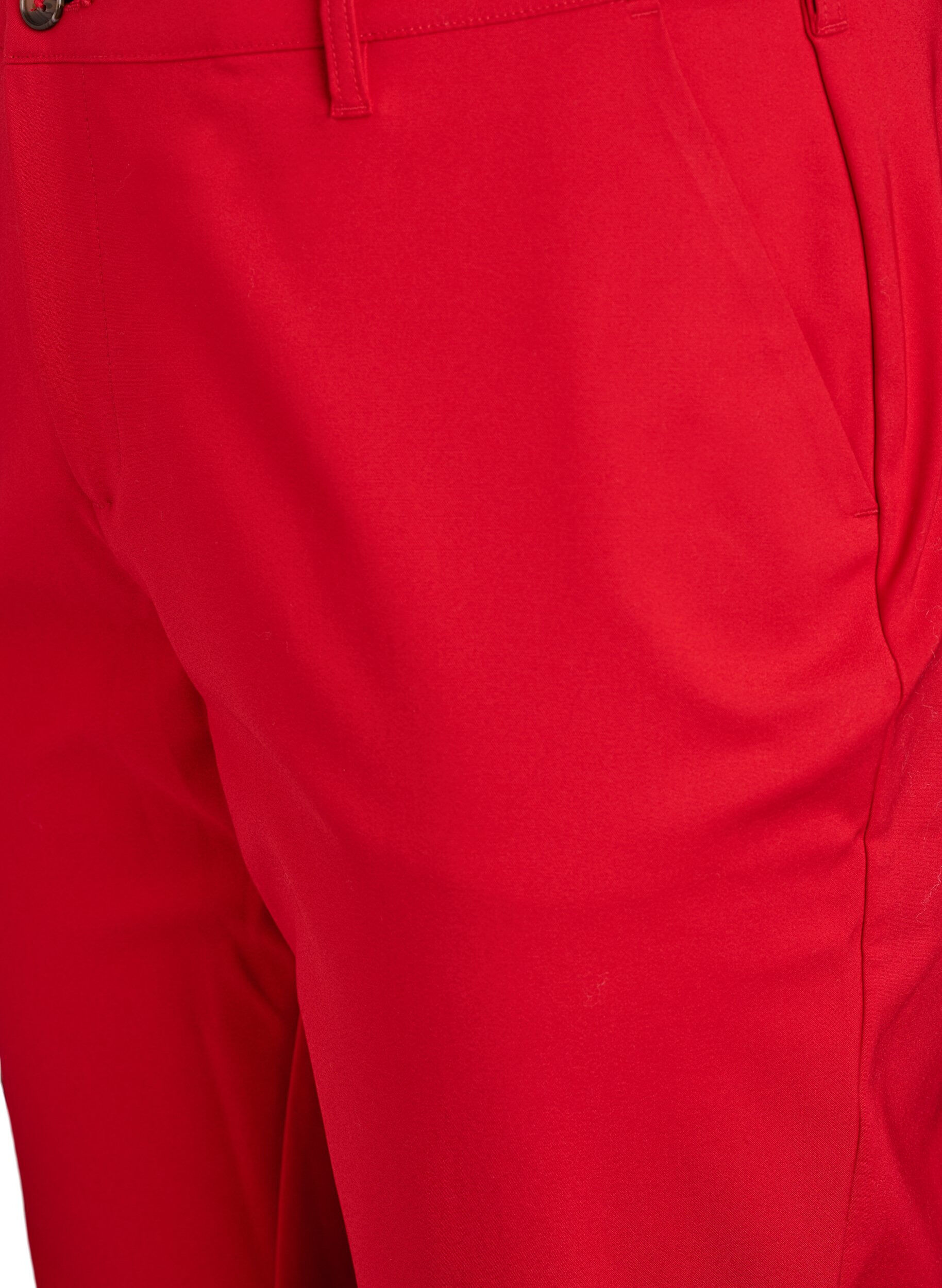 Zizzi Pantalon coupe droite &agrave; taille haute, Rouge, Packshot image number 2