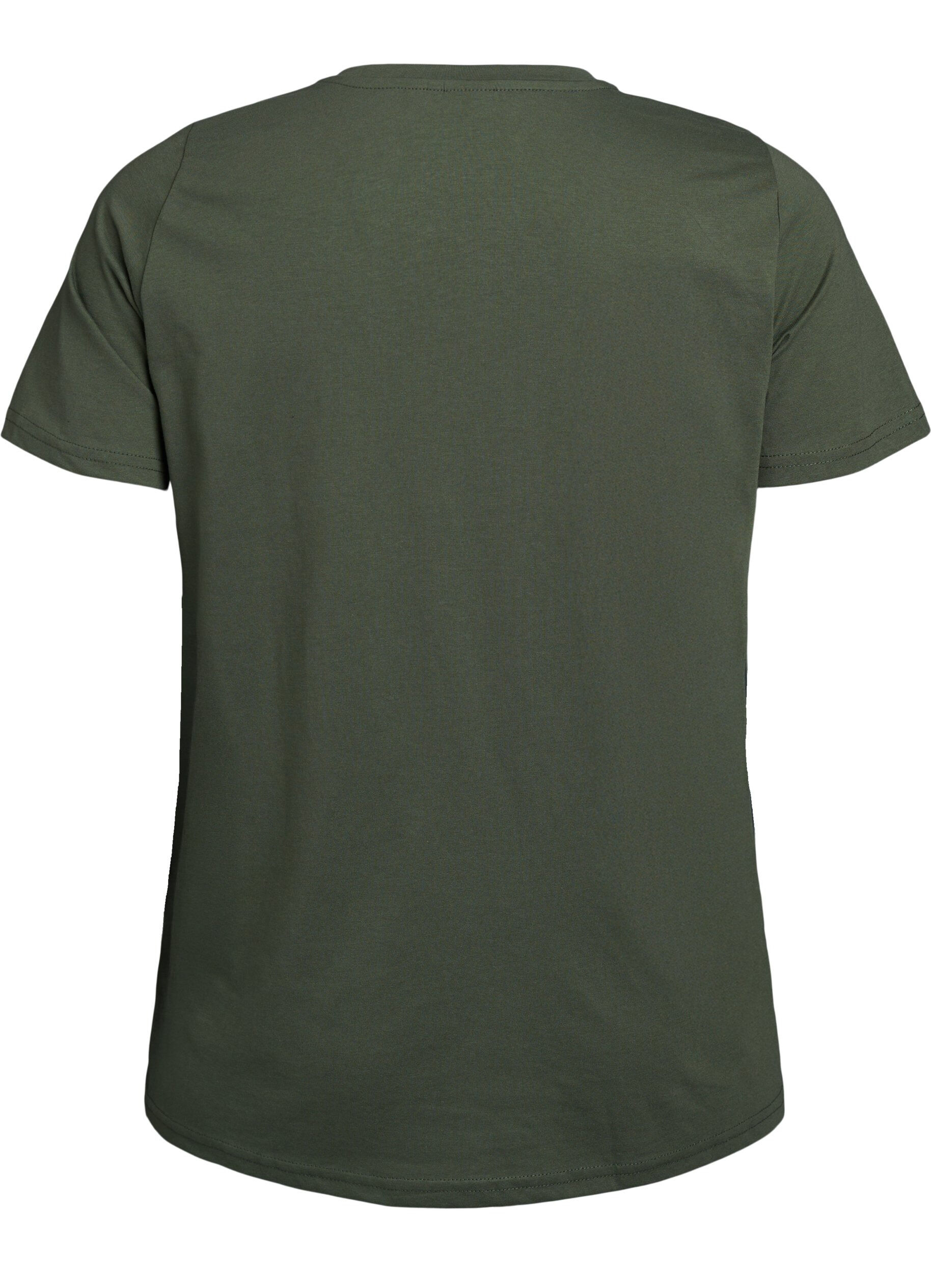 Zizzi T-shirt &agrave; manches courtes avec col en V, Vert, Packshot image number 1