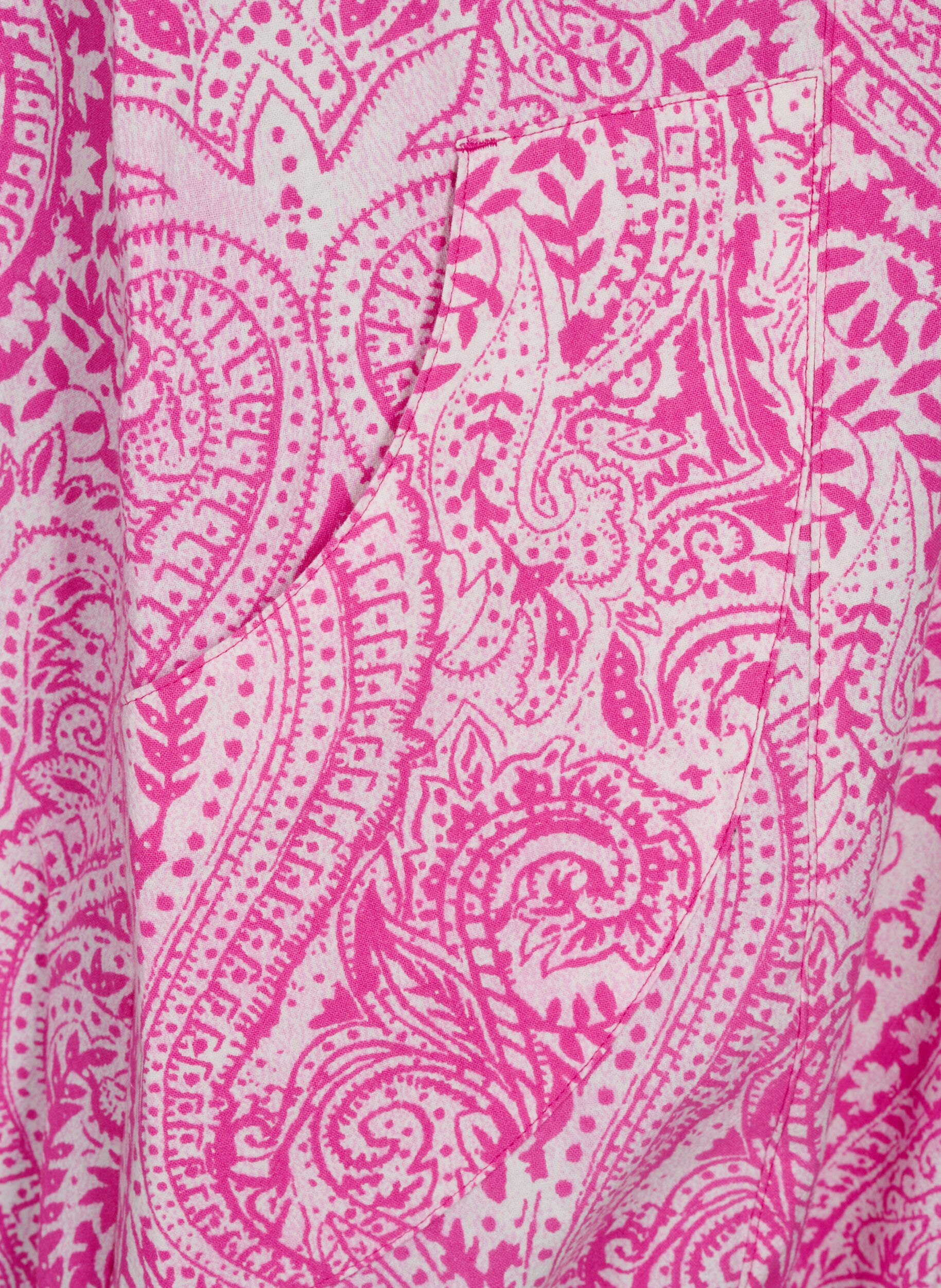 Zizzi Robe en coton &agrave; manches courtes avec motifs cachemire imprim&eacute;s, Rose, Packshot image number 3