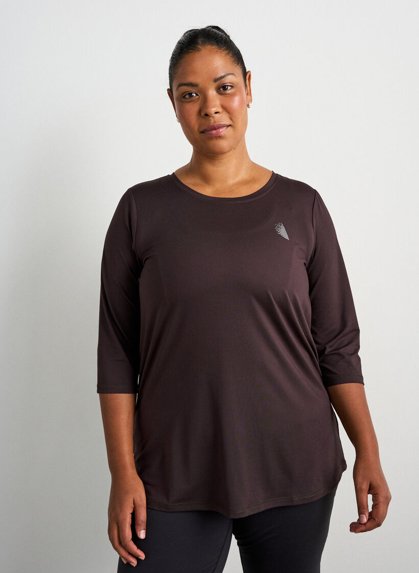Haut de sport avec manches 3/4, Marron, Model image number 0