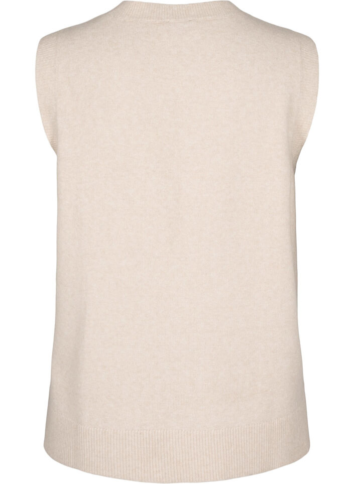 Gilet en tricot avec bord côtelé, Pumice Stone Mel., Packshot image number 1