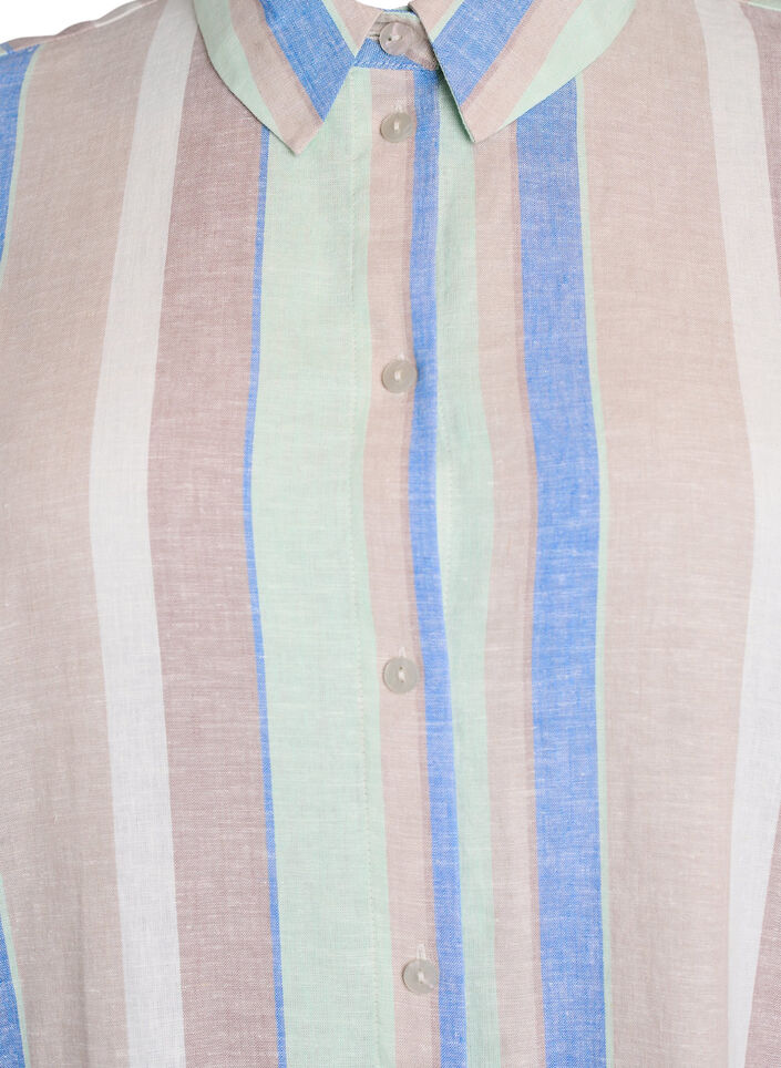 Chemise longue en viscose et en lin, Bleu, Packshot image number 2