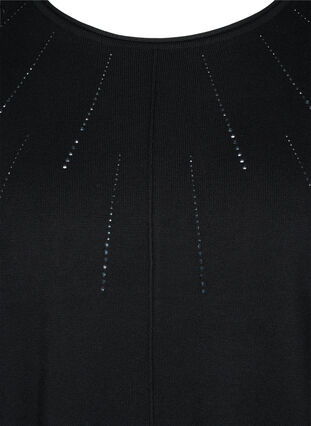 Blouse en tricot en viscose mélangée avec strass, Black, Packshot image number 2