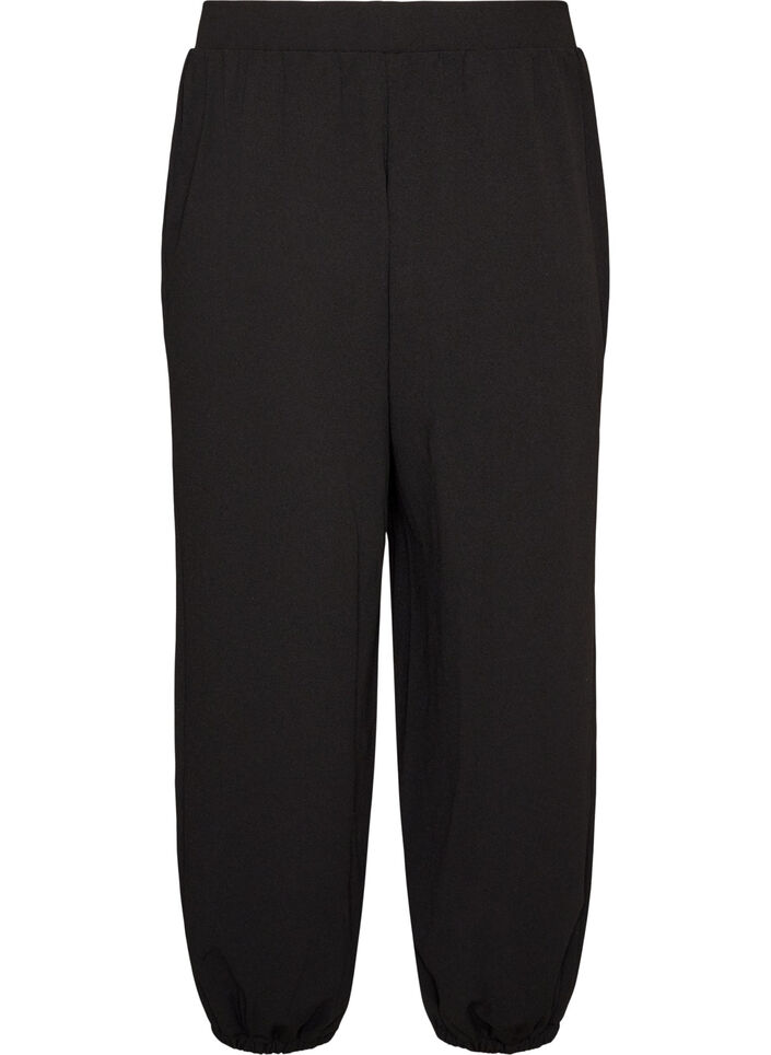 Pantalon ballon &agrave; taille haute en jersey, Noir, Packshot image number 1