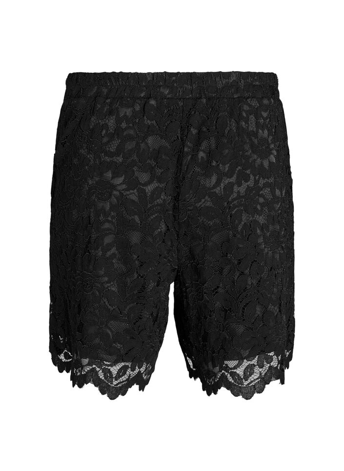 Short en dentelle taille haute avec poches, Noir, Packshot image number 1