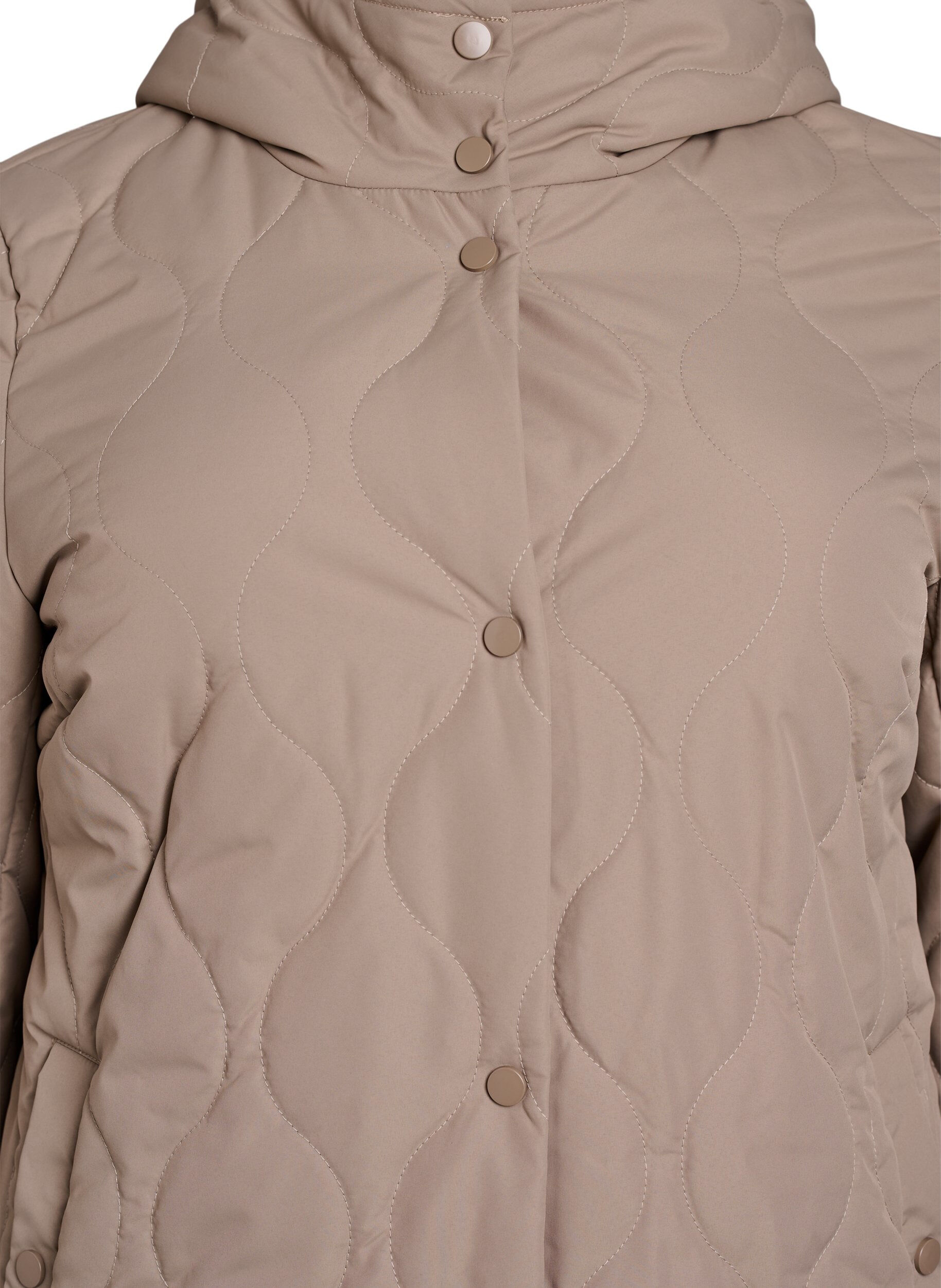 Zizzi Veste matelass&eacute;e mi-longue avec capuche, Marron, Packshot image number 2