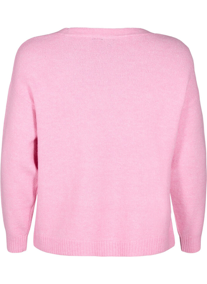 Cardigan court en maille et à nœuds, Begonia Pink Comb, Packshot image number 1