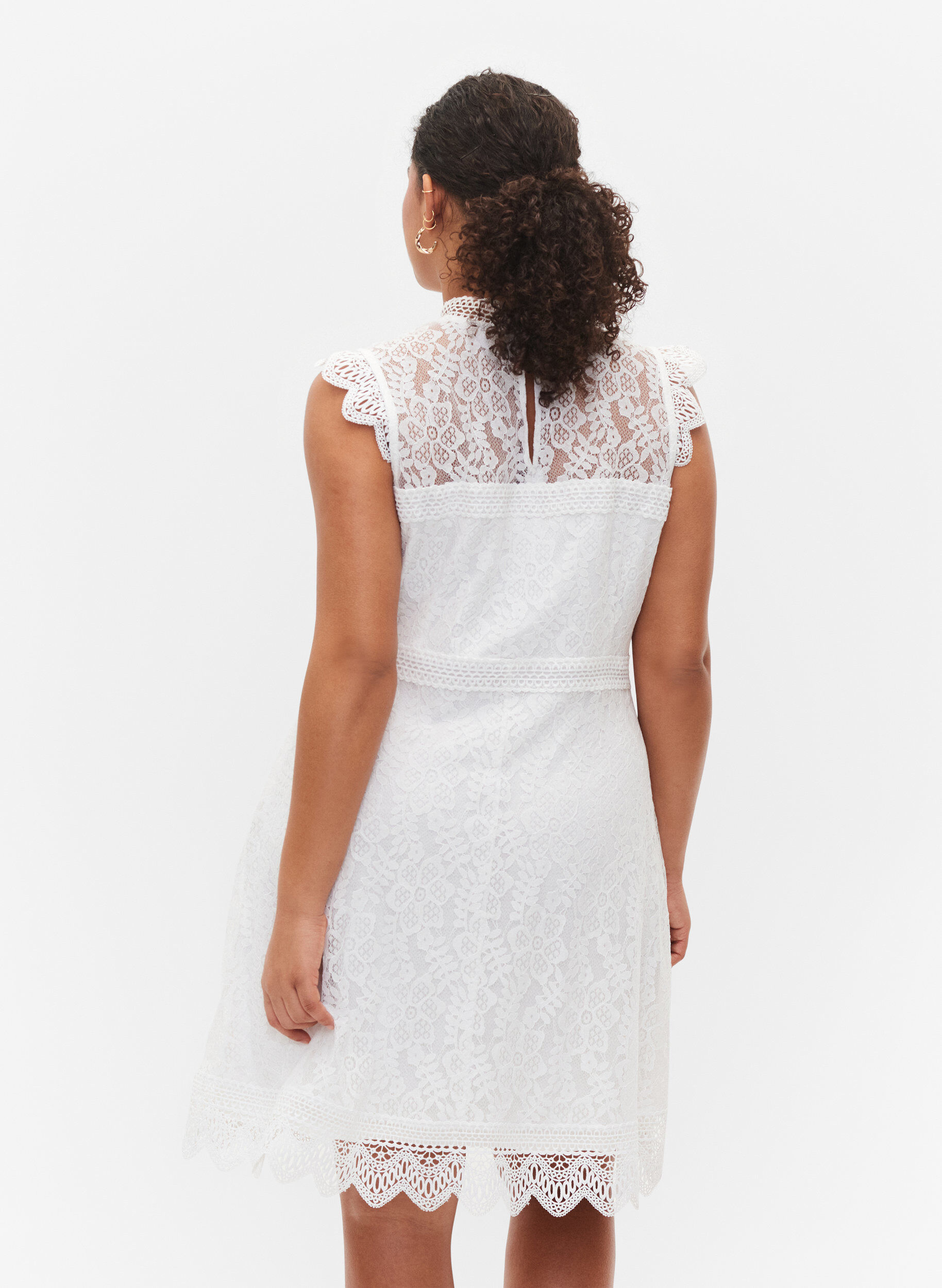 Zizzi Robe en dentelle sans manches, Bright White, Model image number 1