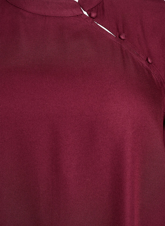 Blouse à manches courtes avec boutonnage en diagonale, Bordeaux, Packshot image number 2