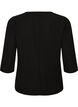 Blouse avec drap&eacute; asym&eacute;trique et manches 3/4, Noir, Packshot image number 1