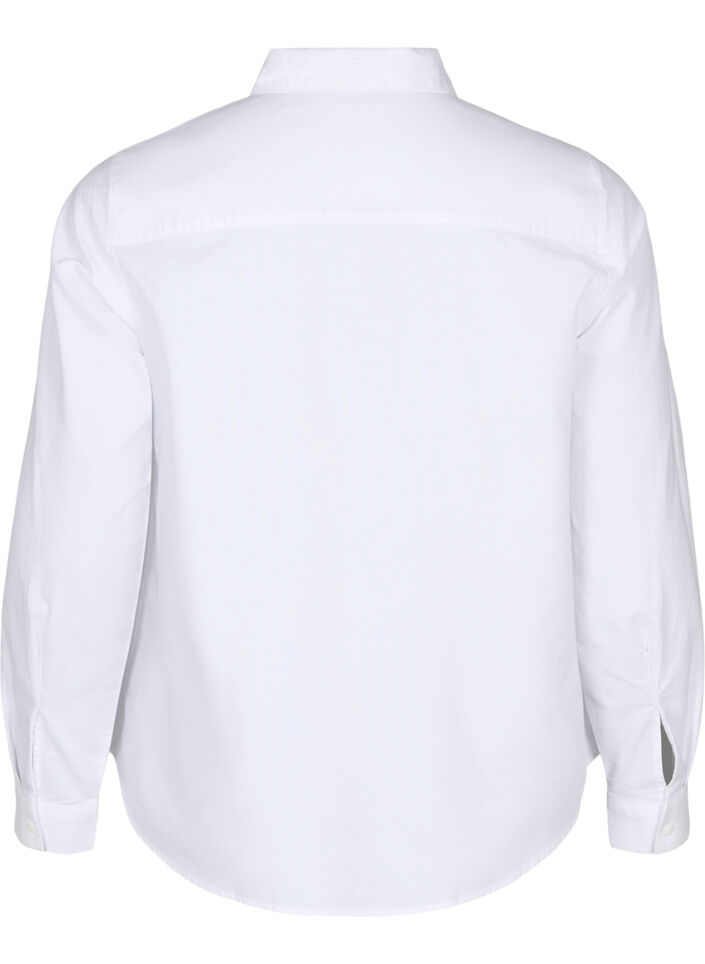 Chemise à manches longues en coton, Blanc, Packshot
