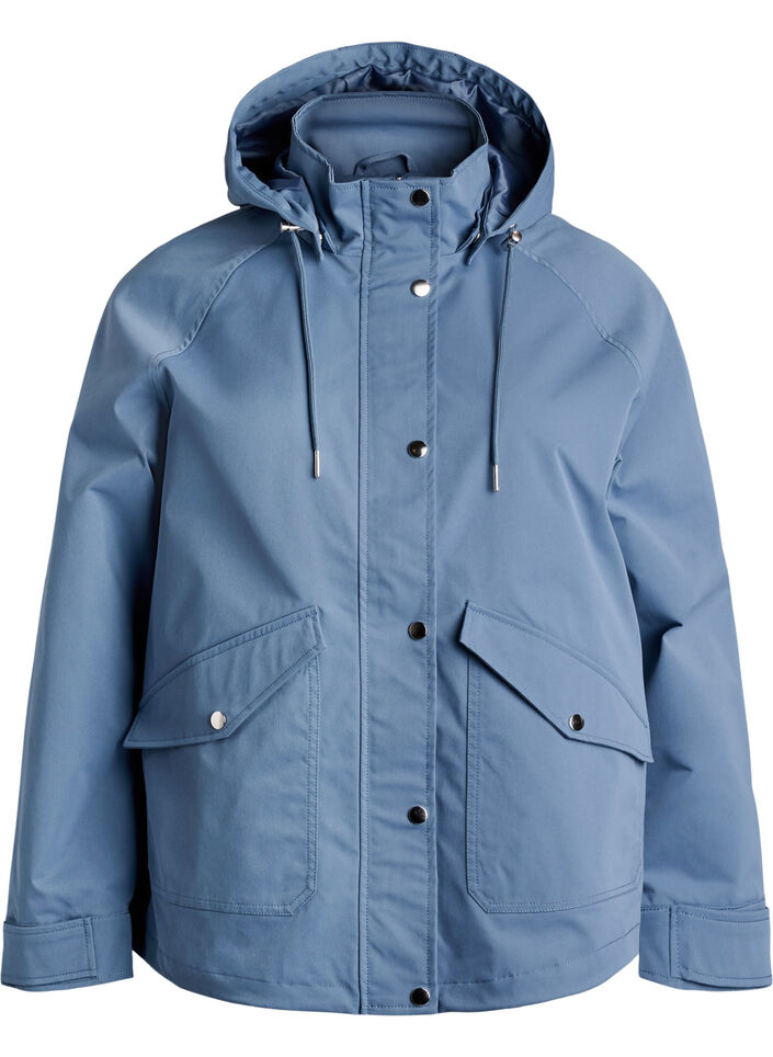 Veste courte de printemps avec capuche amovible, Bleu, Packshot image number 0