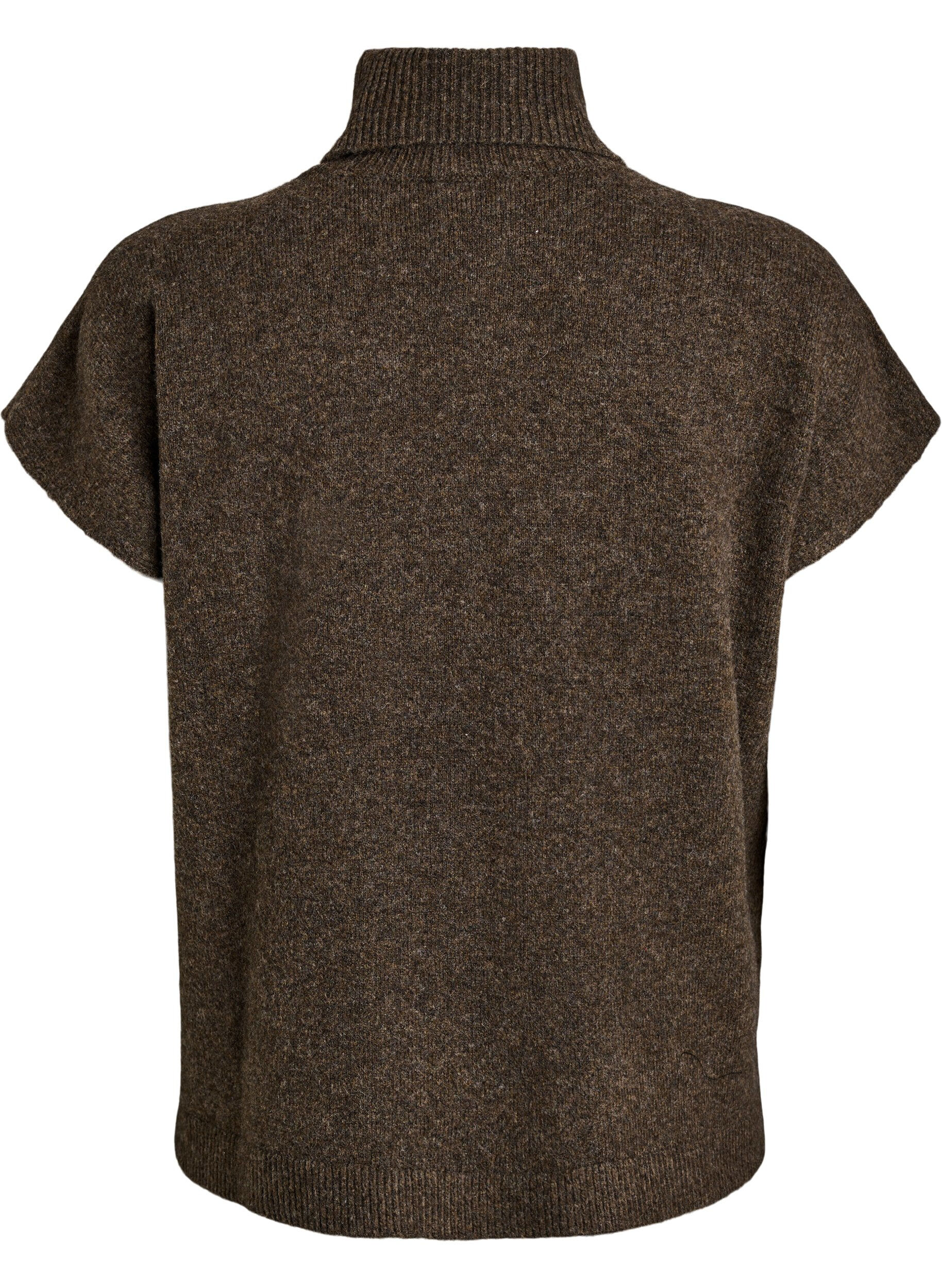 ZizziGilet en maille &agrave; col roul&eacute;, Marron, Packshot image number 1