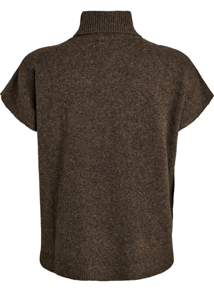 Gilet en maille &agrave; col roul&eacute;, Marron, Packshot image number 1