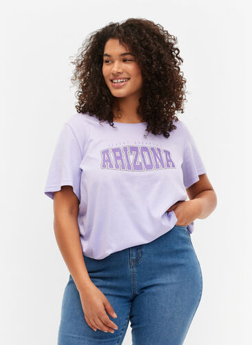 T-shirt en coton avec imprimé, Lavender ARIZONA, Model image number 0