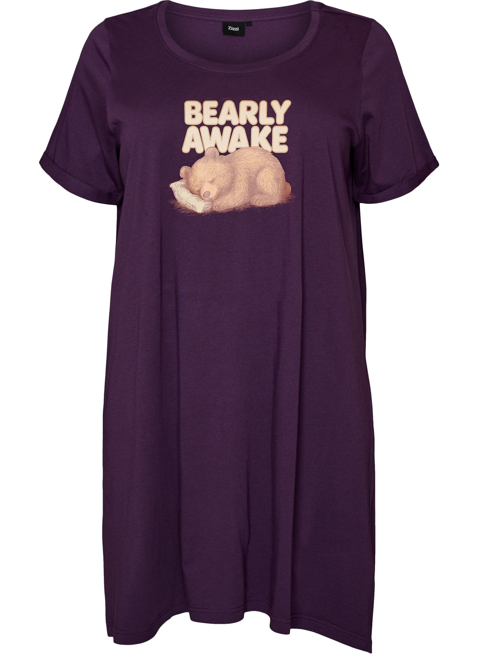 Chemise de nuit &agrave; manches courtes en coton biologique