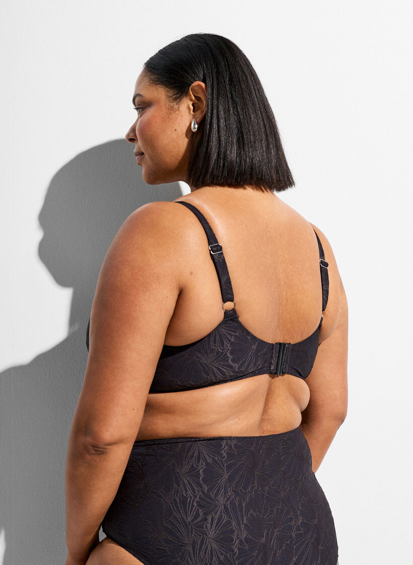 Haut de bikini &agrave; armatures et motif textur&eacute;, Gris anthracite, Model image number 1