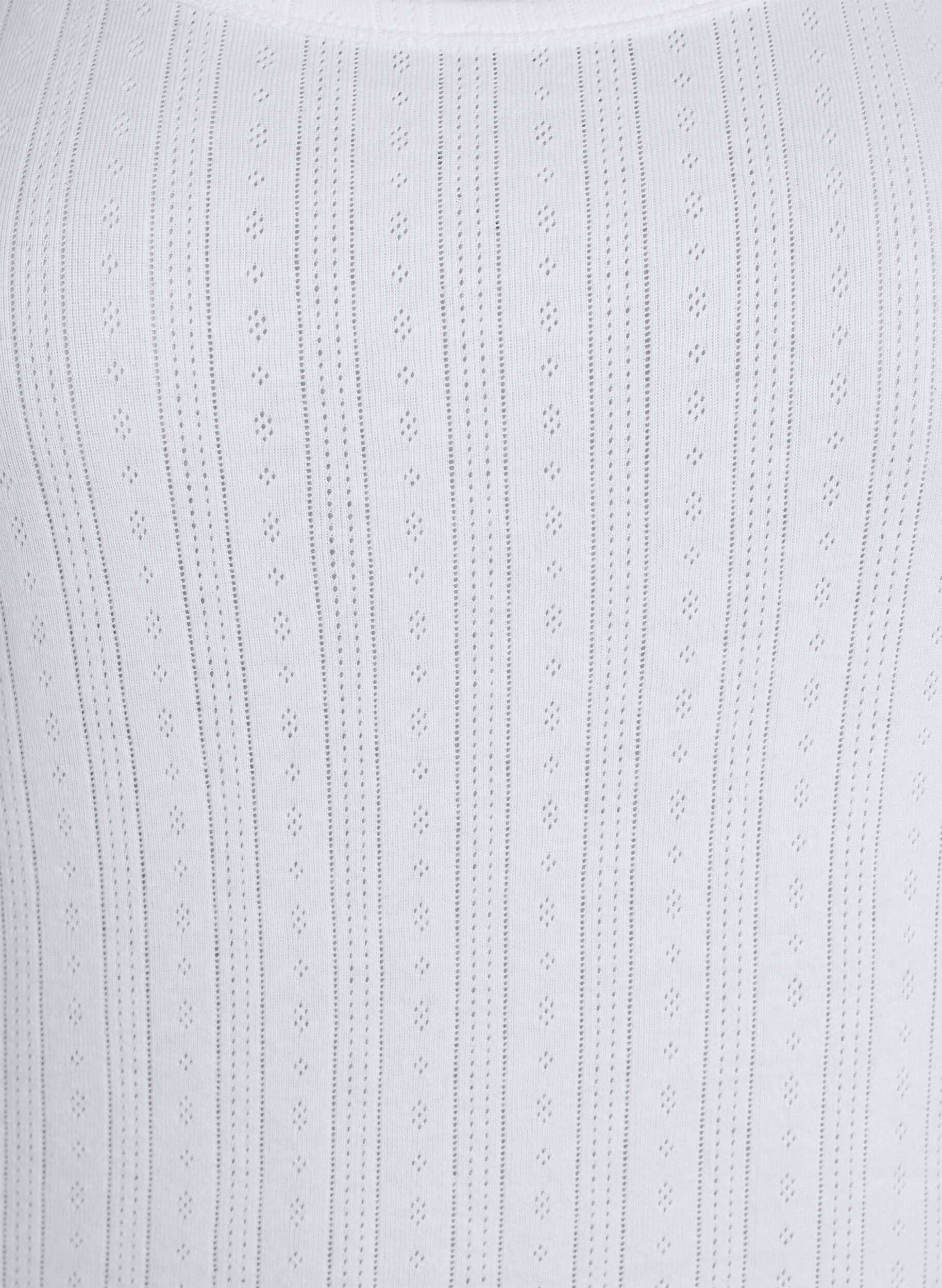 ZizziHaut de nuit en coton bio &agrave; motif textur&eacute;, Blanc, Packshot image number 2