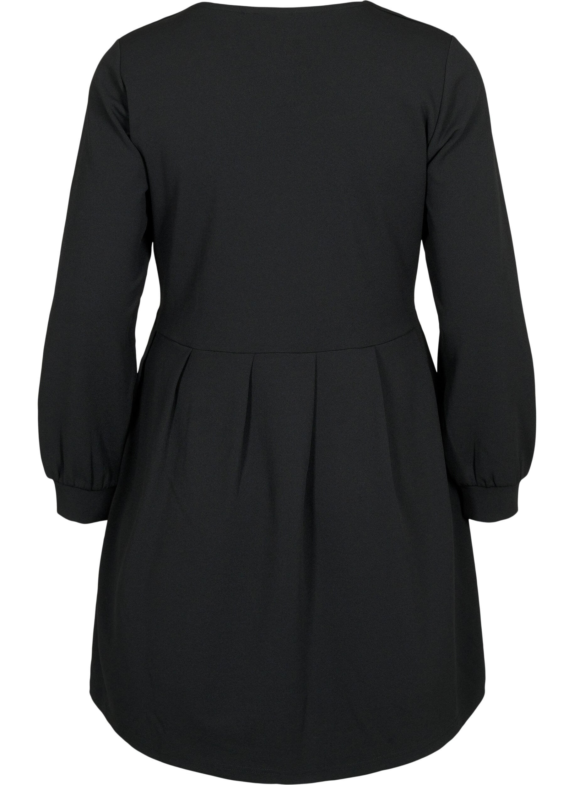 Zizzi Robe forme A avec d&eacute;collet&eacute; en V, Black, Packshot image number 1